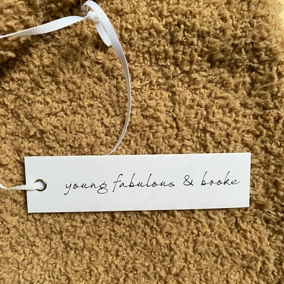 YOUNG Fabulous & Broke BNWT Sz Medium Tan Teddy Sherpa Wide Leg Pant - Picture 6 of 8